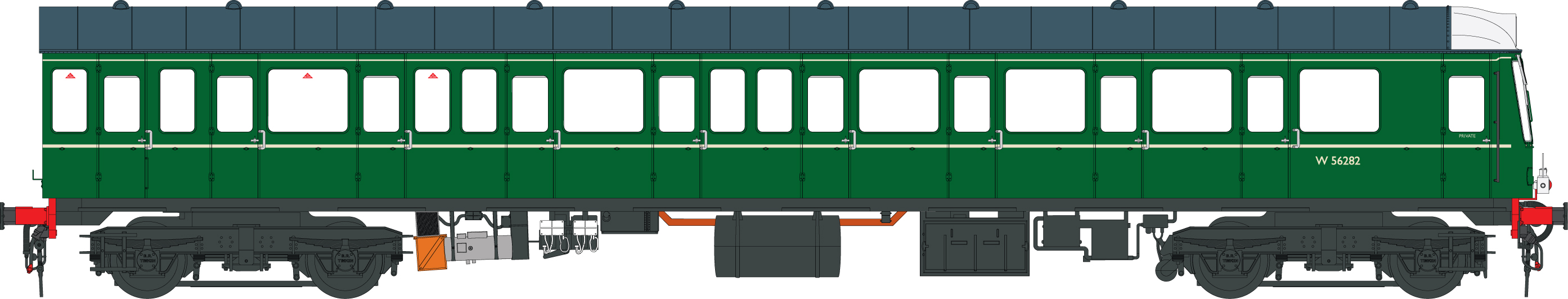 1240 Heljan Class 149 Driving Trailer BR green W56282
